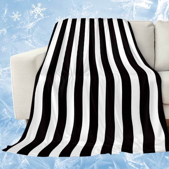 Black Striped Cooling Blanket, Lightweight Breathable Summer Throw Blanket with Double Sided Cold Effect,Modern Farmhouse Black White Stripes Picnic Beach Blankets Bed Sheet for Hot Sleepers 30"x40"