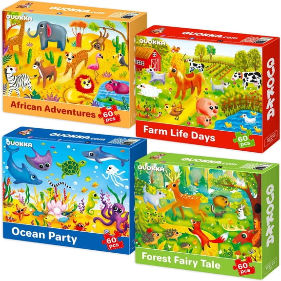 Quokka 60 Piece Puzzles for Kids Ages 4-8 - Jigsaw Animal Toddler Puzzles Ages 3-5 Boys & Girls