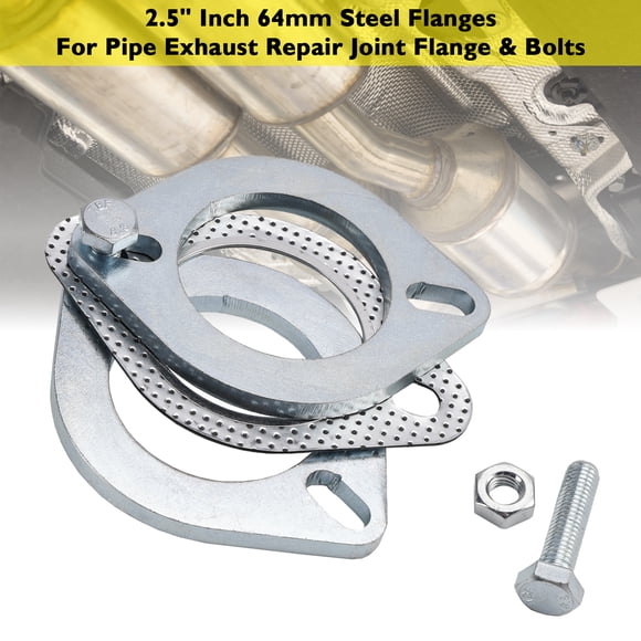 2 Steel Flanges 2.5" Inch 64mm For Pipe Exhaust Repair Joint Flange & Bolts