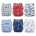 thumbnail image 2 of Yachtsman Collection, 6 Pocket Cloth Diapers for Babies in Red, White and Blue Nautical Patterns + 6 Cloth Diaper Inserts | Bubble Butt Baby, 2 of 10