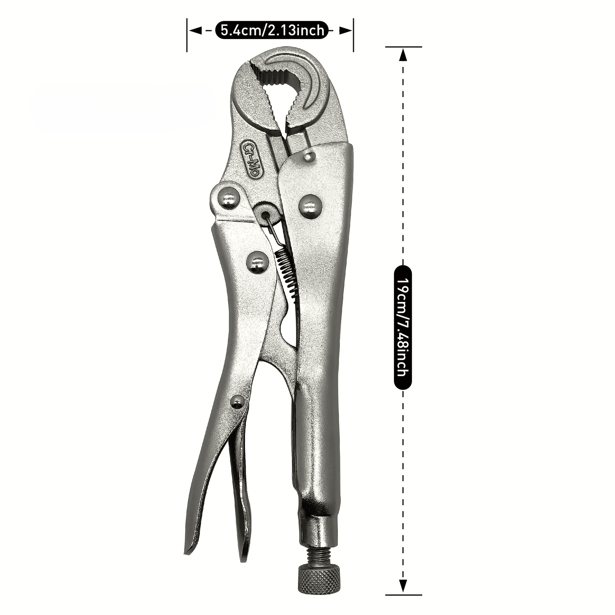 GOSWIFT 7.48 Inch Curved Jaw Locking Pliers with Wire Cutter, CR-MO Vise Grip Wrench, Adjustable Mole Grip Clamp Tool for Nuts, Bolts, and Plumbing Work