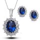 thumbnail image 1 of Conjunto de collar y pendientes de princesa con diamantes y zafiro de estilo europeo y americano, collar y joyas, 1 of 5