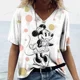thumbnail image 3 of Camiseta vintage para mujer, cuello en V, moda, top con estampado de Mickey Mouse de Disney, estilo callejero, camisa holgada, informal, para uso diario, manga corta, 3 of 5