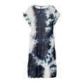 thumbnail image 4 of Puntoco Vestido De Manga Corta Con Cuello En V, Vestido De Verano Para Mujer, Cuello Redondo, Estampado Casual, Manga Corta, Vestido Con Volantes, Azul Marino M, 4 of 4