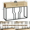 thumbnail image 6 of Rattan Console Table, Sofa Tables Narrow Entryway Table with Drawer and Storage, 40 Behind Couch Table Hallway Table Wood Boho Desk Home Furniture for Living Room, Foyer, Bedroom, 6 of 9