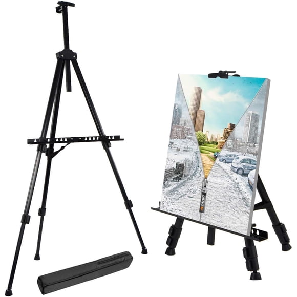 Light And Portable Easel, Adjustable Height Stand with Lock Lever, For Painting, Drawing, And Display (17"-56", Up To 37.8" Canvas)