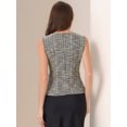 thumbnail image 3 of DARING DIVA Women's Tweed Elegant Crew Neck Business Vest Tops S Beige Black, 3 of 7