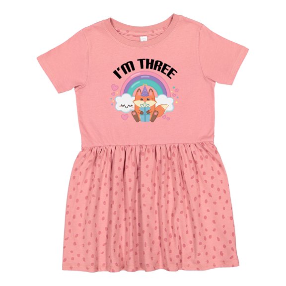 Inktastic 3rd Birthday Party Girl Fox Girls Toddler Dress