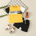 thumbnail image 2 of Taybagh Newborn Boy Outfits Letter Graphic Prints 1st Birthday Boys Clothes Kids Raglan Sleeve Tee Solid Shorts Set, 2 of 6