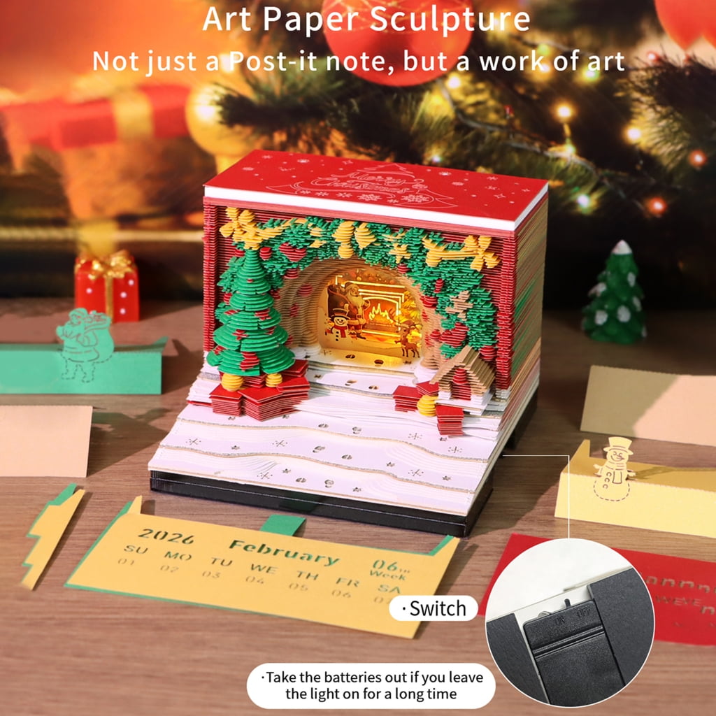 Zeiwohndc 2026 Holiday Themed Desktop Calendar Interactive 3D Art LED