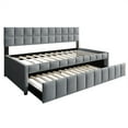 thumbnail image 6 of Castle Place Modern Velvet Upholstered Twin Daybed with Trundle, Light Grey, 6 of 7