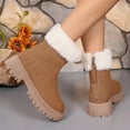 thumbnail image 4 of Platform Winter Snow Boots for Women Girls Fashion Casual Fuzzy Scuff Suede Mid Calf Booties, 4 of 8