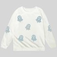 thumbnail image 5 of Weebloom Halloween Crewneck Sweatshirts Kids Cute Ghost Graphic Pullover Fall Winter Season Tops Boy Girl Party Sweatshirt White, 5 of 5