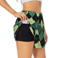 thumbnail image 2 of Haiem Green Squares Women's 2 in 1 Running Shorts - Lightweight Athletic Workout Gym Yoga Breathable Sports Shorts Liner with Phone Pockets-XX-Large, 2 of 9