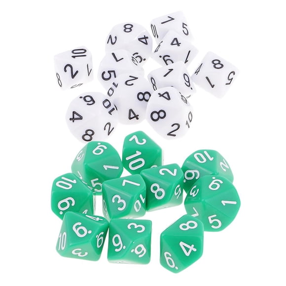 20 piezas de dados de acrílico de varios blancos + D10 de 16 mm para juegos