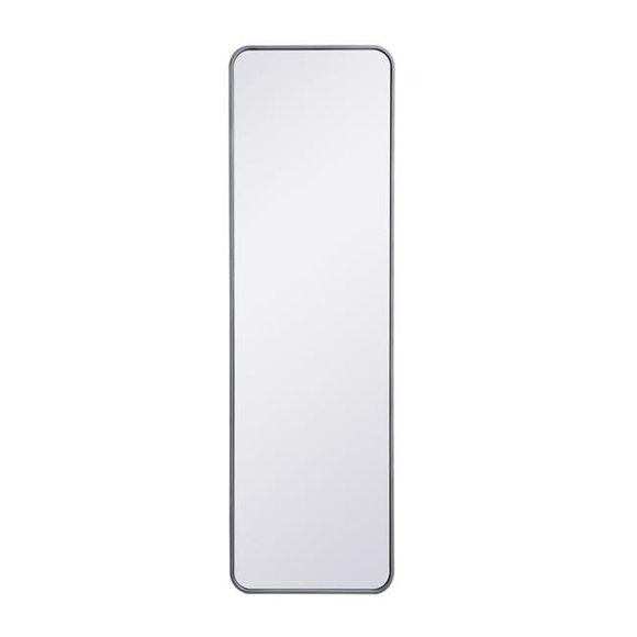 Elegant Furniture & Lighting MR801860S 60 x 18 in. Evermore Modern Soft Corner Metal Rectangular Mirror, Silver