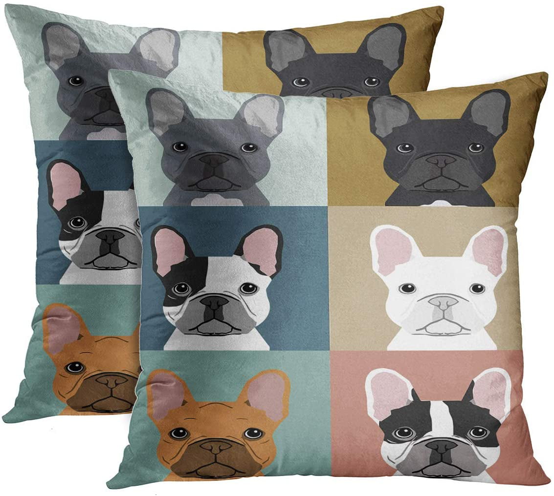Animal Print Lovely Bulldog Siblings Square Cushion Cover Pillowcase Bed 17" 