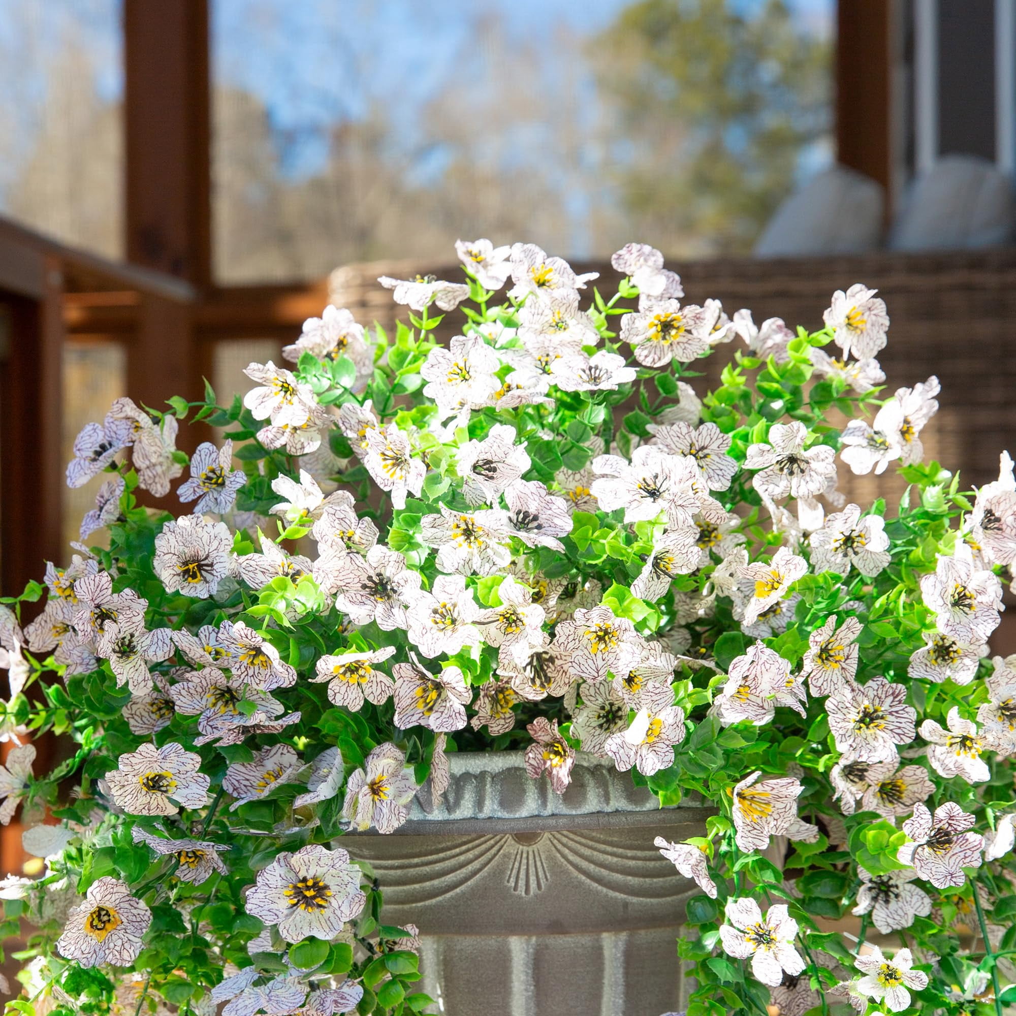 Artificial Flowers for Outdoors Fake Hanging Decoration,2Pcs UV & Fading Resistant Silk Flower, Realistic Plants