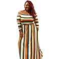 thumbnail image 2 of Women's Plus Size Off The Shoulder Striped Maxi Dress, 2 of 2