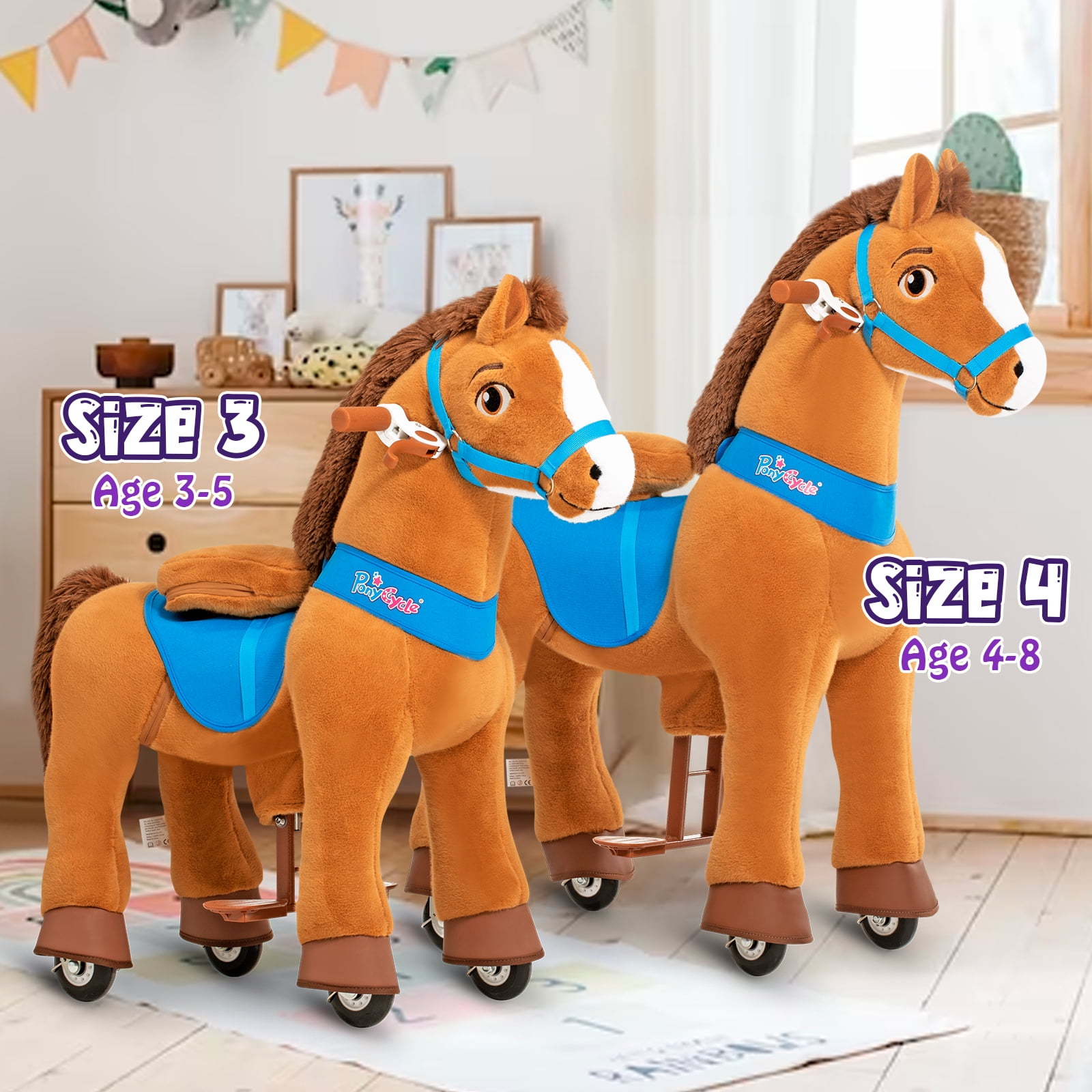 Free Shipping PonyCycle Ride on Unicorn Horse Toys Plush Walking Animal Ride on Horse with Easy Rolling Wheels for Girls Age 4 8 Years Old E413 Walmart