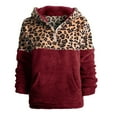 thumbnail image 4 of Shadoumai Leopard Print Hoodie For Women 1/4 Zipper Collar Top Double Sided Fleece Warm Jacket With Pockets Plus Size Clothes, 4 of 8
