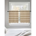 thumbnail image 5 of Brown White Plaid Tier Curtains 36 Inch Length,Sheer Curtains for Bedroom Living Room Window Watercolor Farmhouse Checkered Rod Pocket Drapes Kitchen Curtains Small Half Window 27.5"x36" 2 Panels, 5 of 6