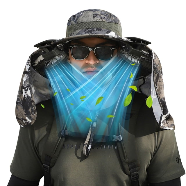 Precios de Liquidación, Sombrero grande tipo chal para el sol, protección para el cuello, ventilador de carga solar para verano Akmoler