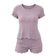 thumbnail image 4 of Harpily Womens Pajama Set Pattern Print Short Sleeve Crew Neck Top and Relaxed Wide Leg Shorts Home Rest and Vacation Outfit XL, 4 of 4