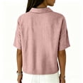 thumbnail image 6 of Women's Cotton Linen Polo Shirt, Casual Short Sleeve Summer Top, Button Down Blouse, 6 of 6