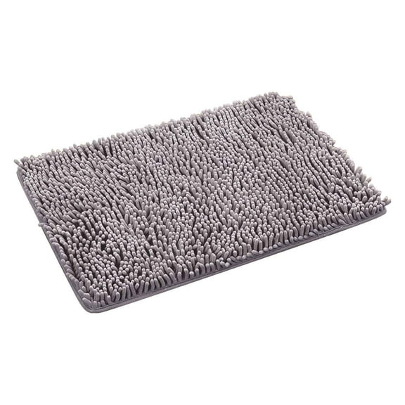 Tkrady Chenille Bathroom Rug, 40×60cm, Extra Soft Absorbent Bath Rugs, Non-Slip, Floor Mat Carpet Bathroom Absorbent Door Mat, Water Absorbent, Machine Washable, Plush Bathroom Mat for Tub, Grey