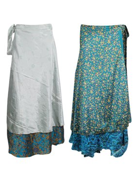 Mogul Women's Reversible Printed Beach Cover Up Long WRAP SKIRTS
