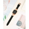 thumbnail image 2 of ANTHOUSELeather Band Compatible with Apple Watch Band Women 38mm 40mm 41mm 42mm 44mm 45mm 49mm(Ultra), Dressy Leather Strap with D-Shape Metal Buckle for iWatch Bands Series 8 SE 7 6 5 4 3 2 1, 2 of 6