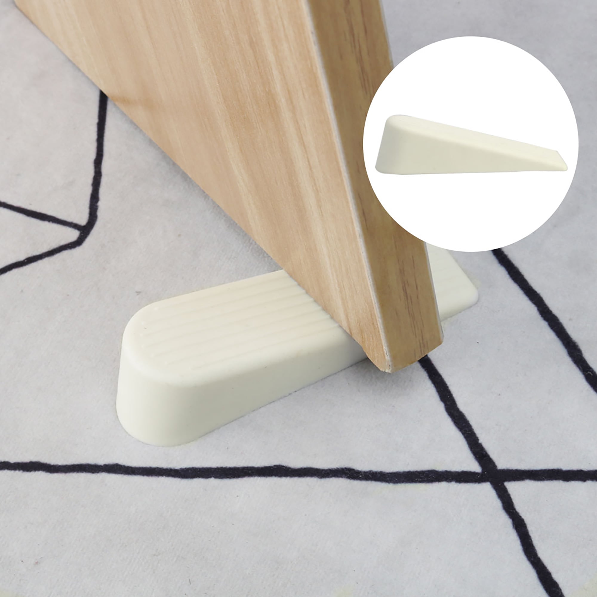 Home Rubber Antislip Door Stopper Selfstick Doorstops Protector White