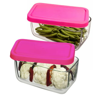 Lav Fresco 3-Piece Glass Food Storage Containers Set with Pink Locking Lids