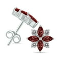 thumbnail image 2 of SZUL Women's 1 Carat TW Garnet and Diamond Flower Earrings in 10K White Gold, 2 of 6