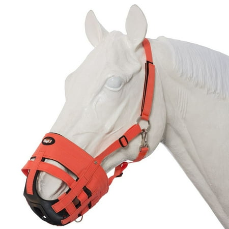 UPC: 0688499587921 | Tough1 EasyBreathe Orange Grazing Muzzle Horse