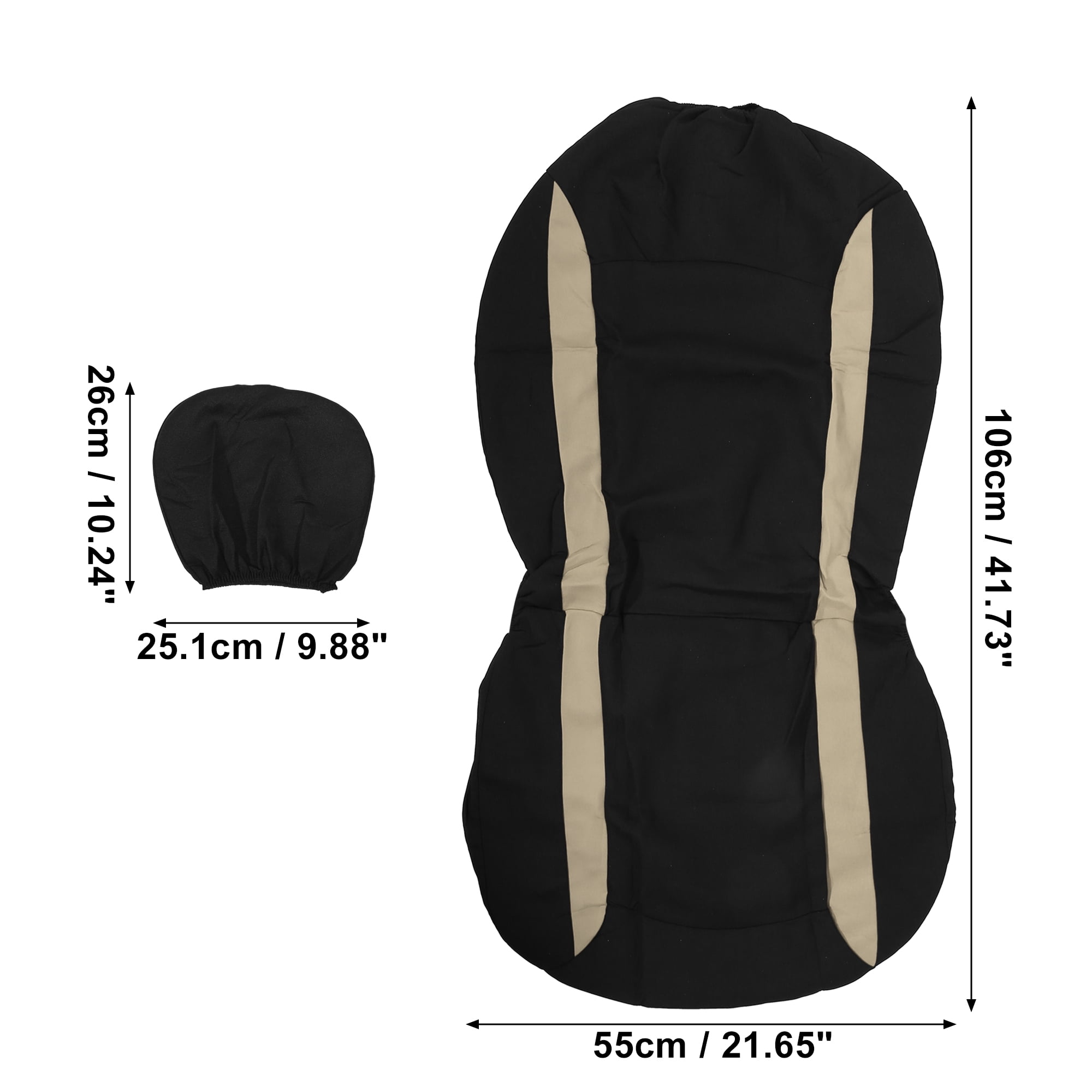 Unique Bargains 4pcs Universal Car Seat Covers Washable Head Rest Seat Covers Beige Black