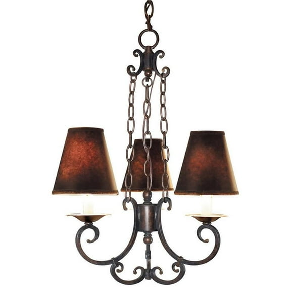 Woodbridge Lighting Montgomery 3-Light Metal Chandelier in Auburn Brown