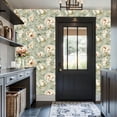 thumbnail image 3 of Boho Peel and Stick Wallpaper Elegant Cream Peach Peony Floral Sage Green Contact Paper 17.7in x 9.8ft Wallpaper Removable Self Adhesive Wall Paper for Bedroom, 3 of 8