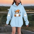 thumbnail image 2 of HAOTAGS Girls Halloween Ghost Print Hooded Fleece Sweatshirt with Pocket, Graphic Warm with Pocket Long Sleeve Pocket Sweater Blue Size 14, 2 of 4