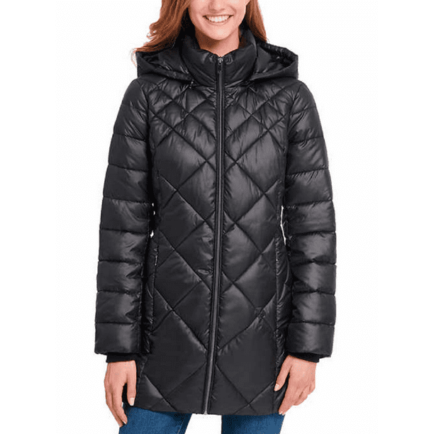 Andrew Marc Women's Long Puffer Hooded Jacket, Black Small - NEW ...