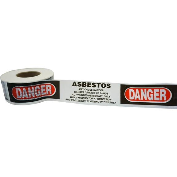 "DANGER ASBESTOS TAPE" BARRICADE TAPE  3" X 1000' 8 ROLLS