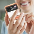 thumbnail image 3 of Designed for Galaxy Z Flip 3 Case with Hinge Protection,Samsung Flip 3 Full Cover Shockproof Slim Phone Protection Case Clear for Z Flip 3 5G(2023)-Clear Orange, 3 of 13