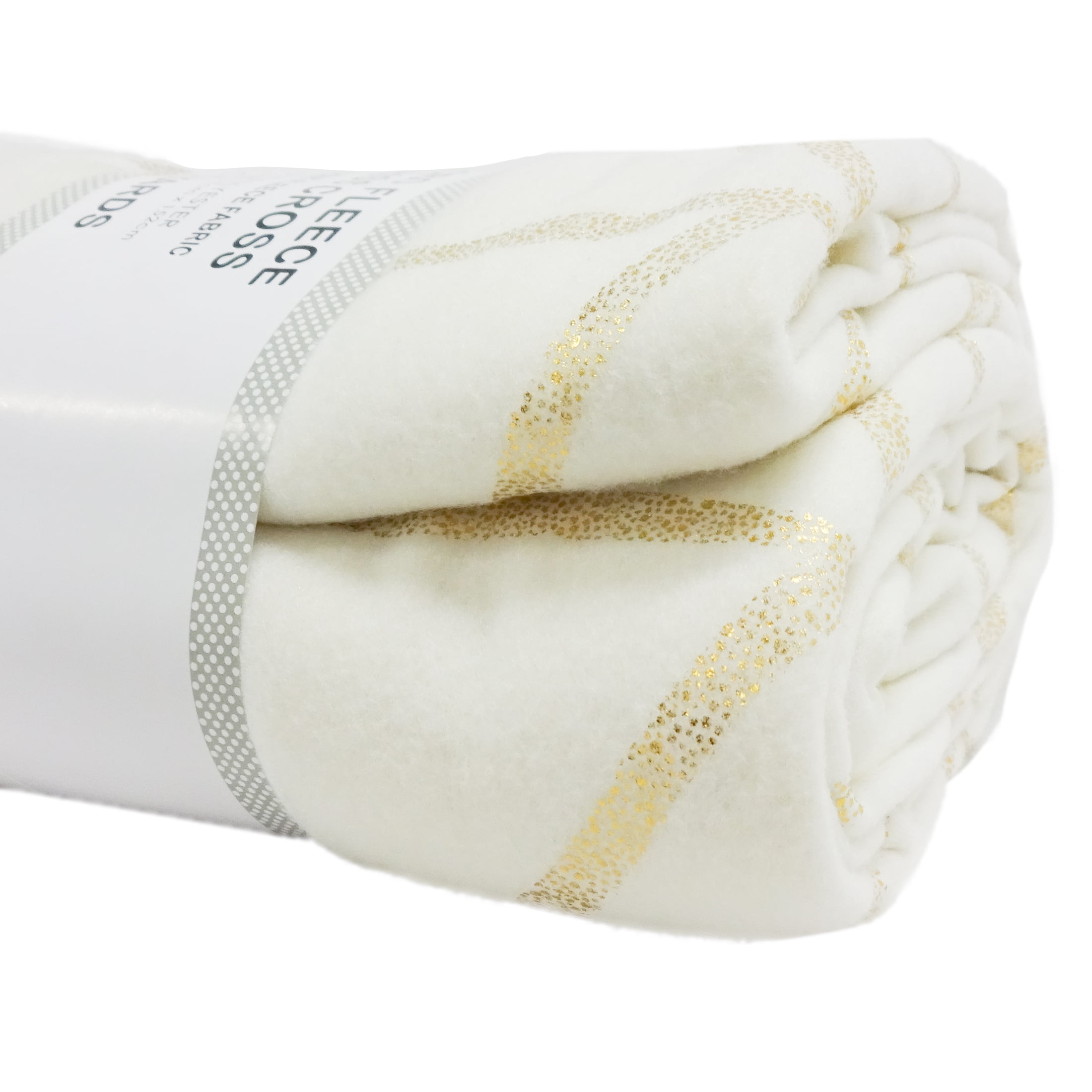 Shason Textile White & Gold Criss Cross Striped Micro Fleece Quilting Fabric, 54" x 1.5 Yards Precut