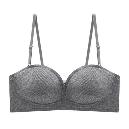 Womens Strapless Bra with Removable Adjustable Straps Front Closure Pushup Non-slip Wirefree Bra for Dress Underwear