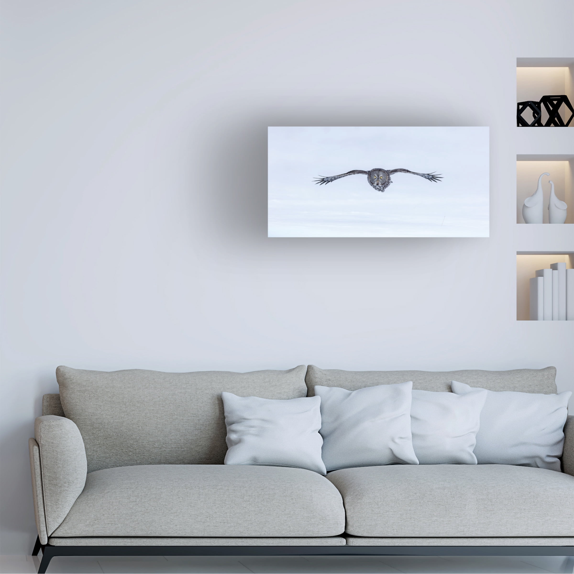 Jun Zuo 'Great Grey Owl In Flight' Canvas Art