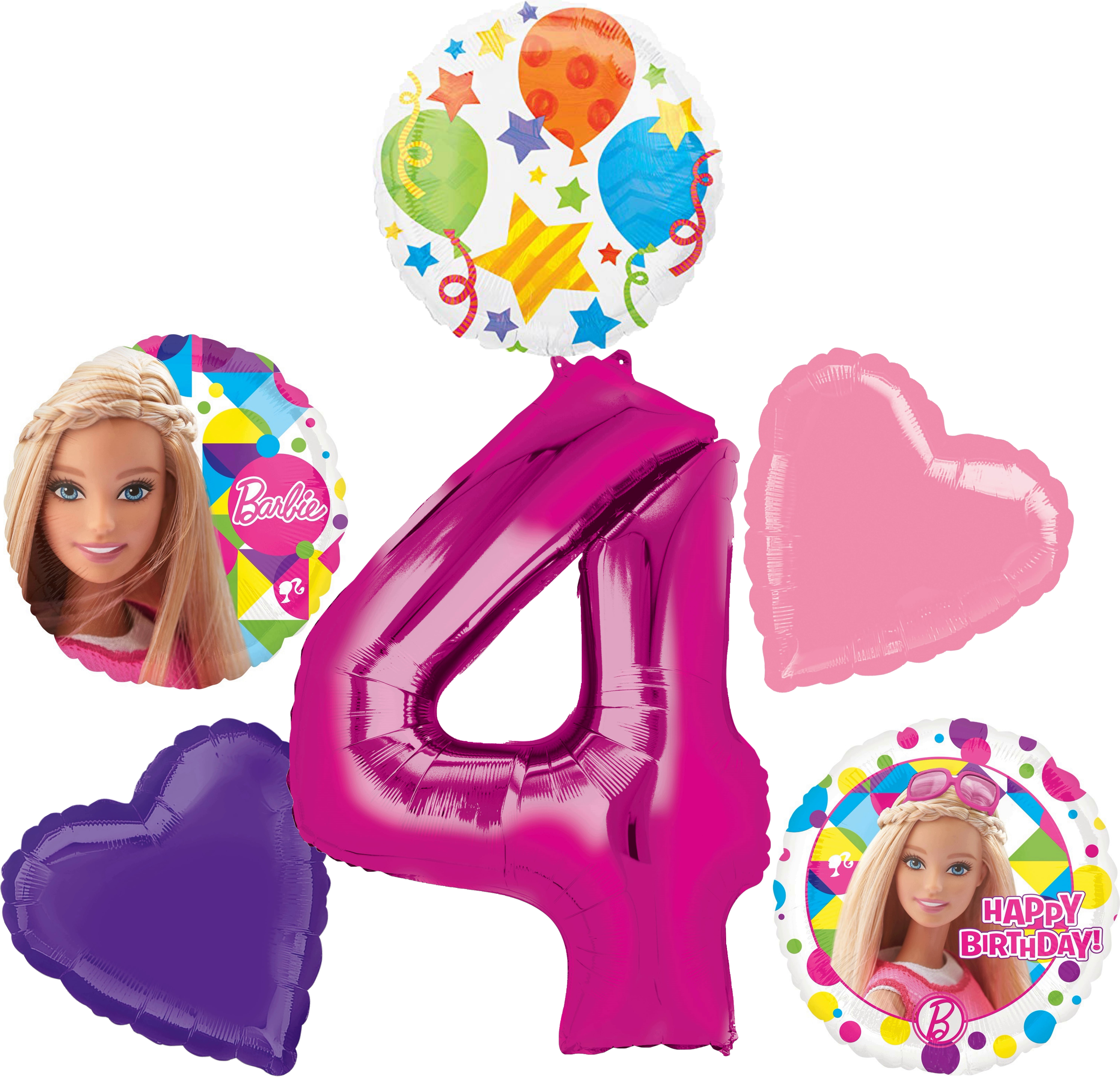Details about   7 pc Barbie Mermaid Heart Balloon Bouquet Party Decoration Doll Happy Birthday 