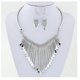 thumbnail image 2 of Llamativo babero collar con flecos de metal dorado gota gargantilla collar aretes conjunto kaili Sencillez, 2 of 5