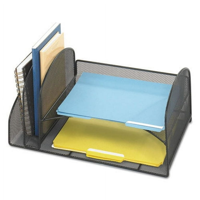 Onyx Mesh Desk Organizer, Two Vertical/Two Horizontal Sections, Steel Mesh, 17 x 10.75 x 7.75, Black Onyx Mesh Desk Organizer, Two Vertical/Two Horizontal Sections, Steel Mesh, 17 x 10.75 x 7.75, Black
