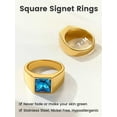 thumbnail image 6 of KeyStyle Rings for Men Stainless Steel Statement Ring with Blue Topaz Birthstone Signet Ring Birthday Gemstone Jewelry Father Day Valentine's Day Gift for Men Dad, 8mm Blue Topaz, 6 of 9